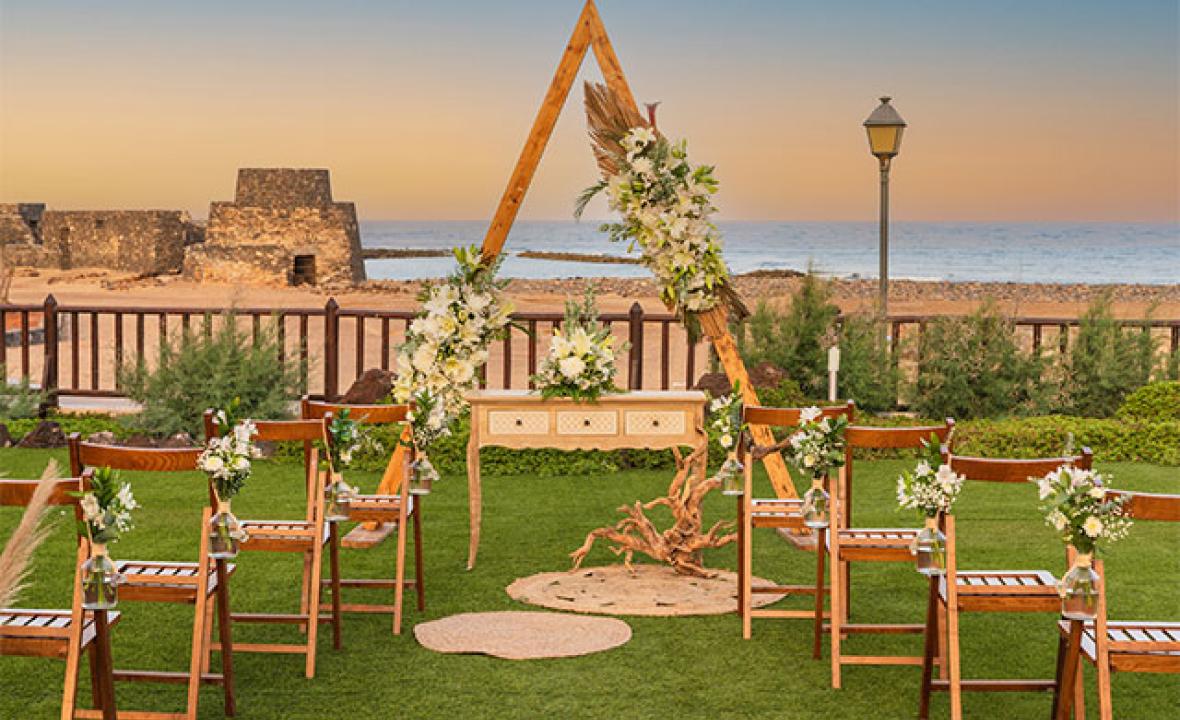 Boda en Jardín vista mar, Elba Sara