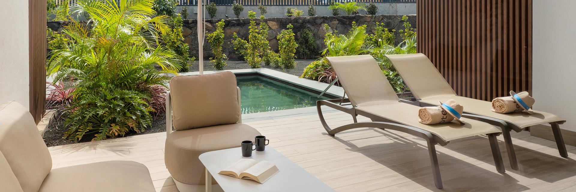 Terraza Habitación Junior Suite con Piscina Privada, Elba Corralejo Resort & Spa